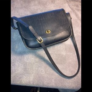 VTG COACH Vintage Leather City Bag #9790 Navy Circa 1990s
